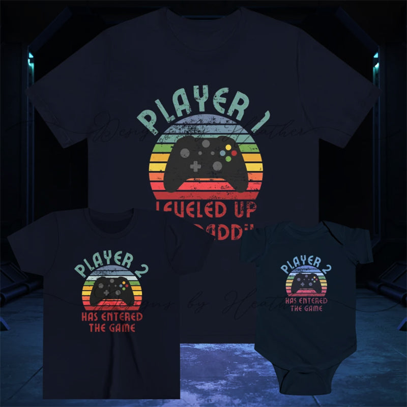 Matching Dad Baby Shirt, Player 1 Player 2 Matching Tee
