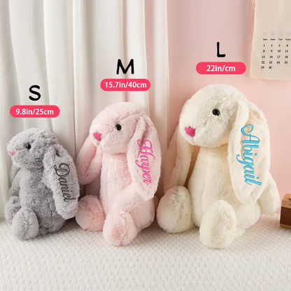Personalized Easter Embroidered Plush Bunny Toy, Custom Newborn Gift