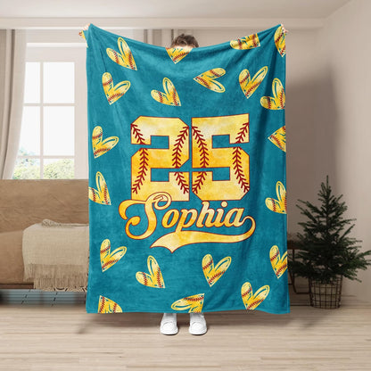 Personalized Softball  Blanket