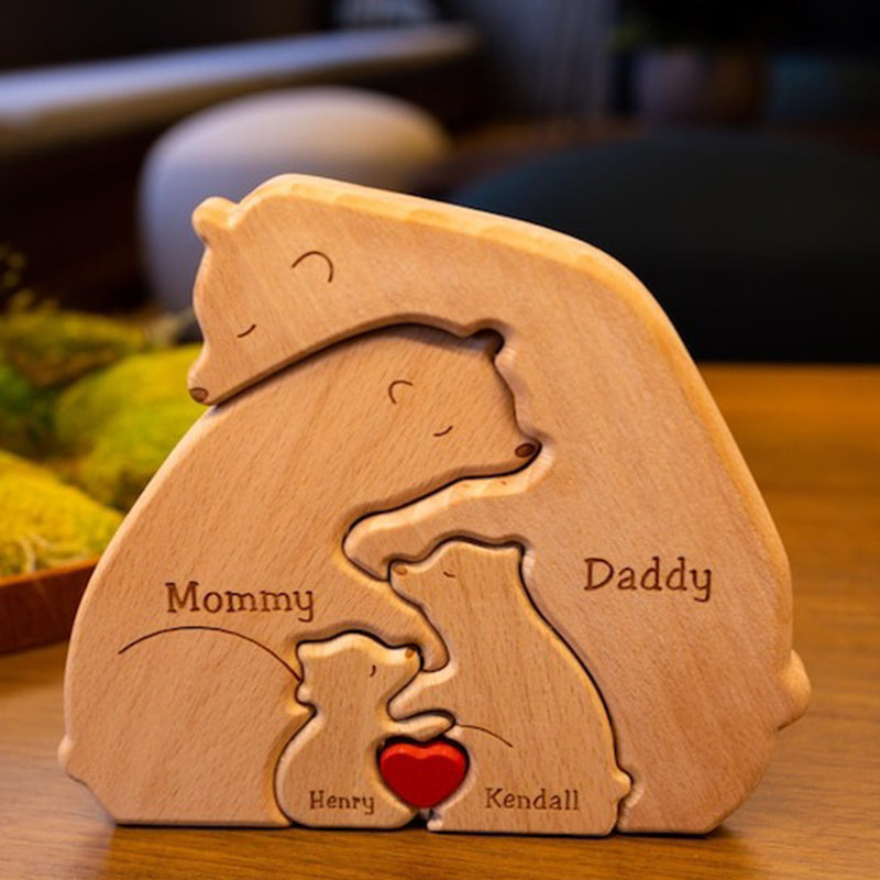 Personalized Wooden Bear Family Puzzle, Baby puzzle