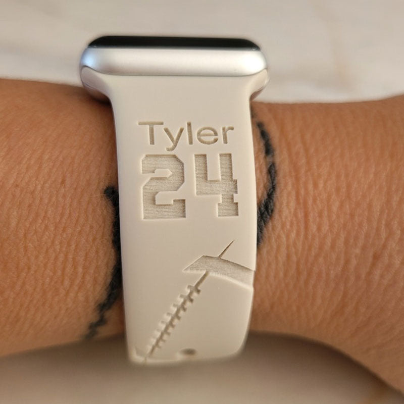 Personalized Watch Band FOOTBALL for Apple, Samsung, Engraved Silicone iWatch Band
