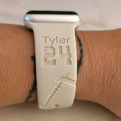 Personalized Watch Band FOOTBALL for Apple, Samsung, Engraved Silicone iWatch Band