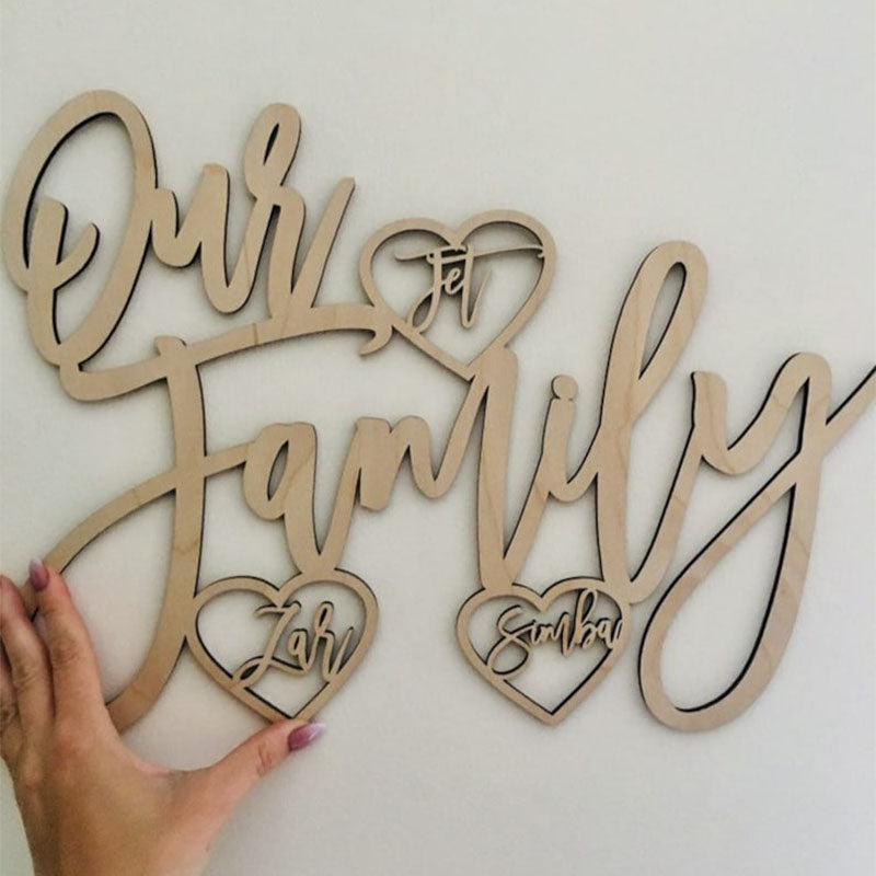 Our Family Personalised Wooden Sign, Custom Family Sign, Wooden Wall Sign