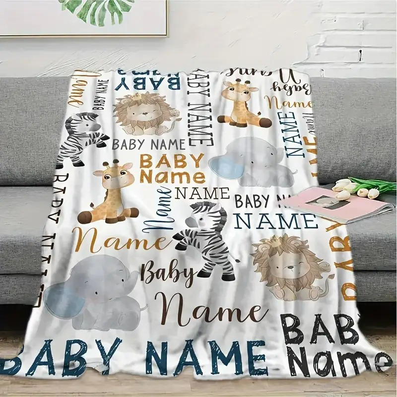 Custom Your Name, Animal Flannel Fleece Blanket