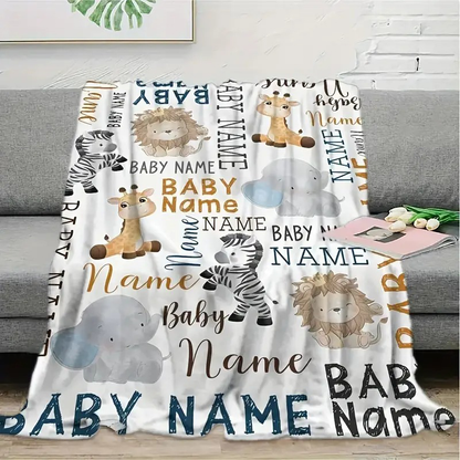 Custom Your Name, Animal Flannel Fleece Blanket