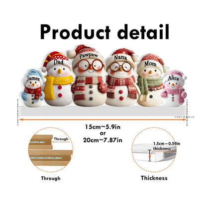 Custom Snowman Family Christmas Night Light, Snowman Christmas Decor