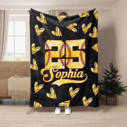 Personalized Softball  Blanket