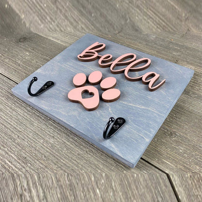 Personalized Dog Paw Print Leash Holder