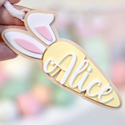 Personalized Easter Basket Tag: Custom Name, Carrot Bunny Ornament