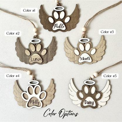 Personalized Pet Paw Ornament | Pet Angel Paw Ornament | Pet Memorial Ornament