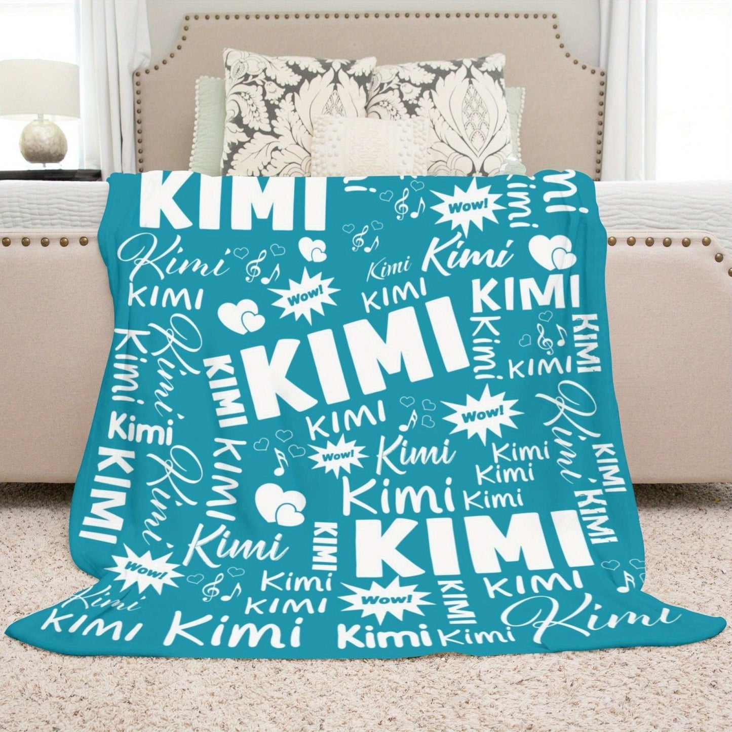 Customized Name Throw Blanket, Personalized Soft Flannel Fleece