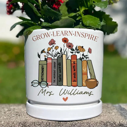 Thank You Gift for Teacher Appreciation, Thank You for Helping Me Grow Personalized Teacher Pot