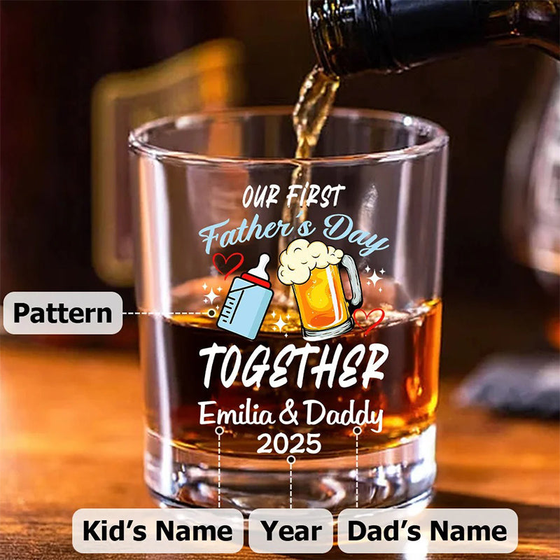 Personalized Cute Milk Bottle and Beer Mug Design 10 oz Whiskey Glass