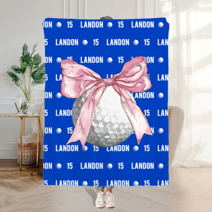Personalized Bow Volleyball Softball Multicolor Throw Blanket