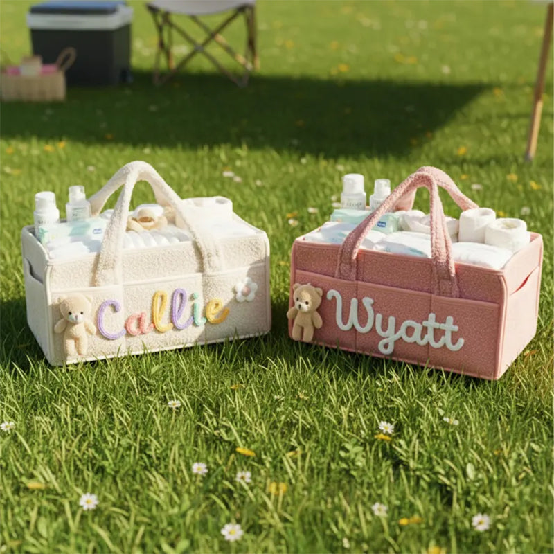 Personalized Knit Diaper Caddy Organizer