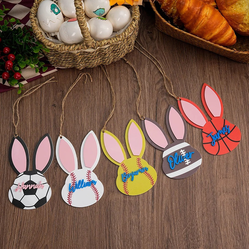 Personalized Basketball Baseball Softball Sports Acrylic Easter Bunny Basket