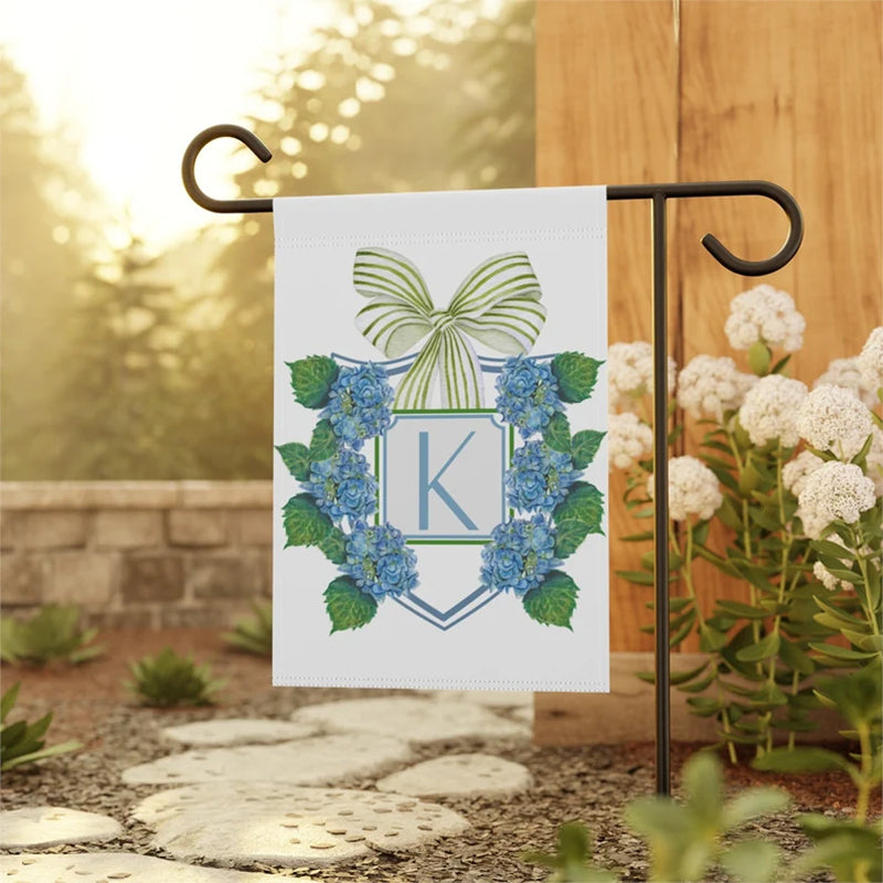 Custom Garden Flag Preppy Bow Name Sign Patriotic Hydrangea
