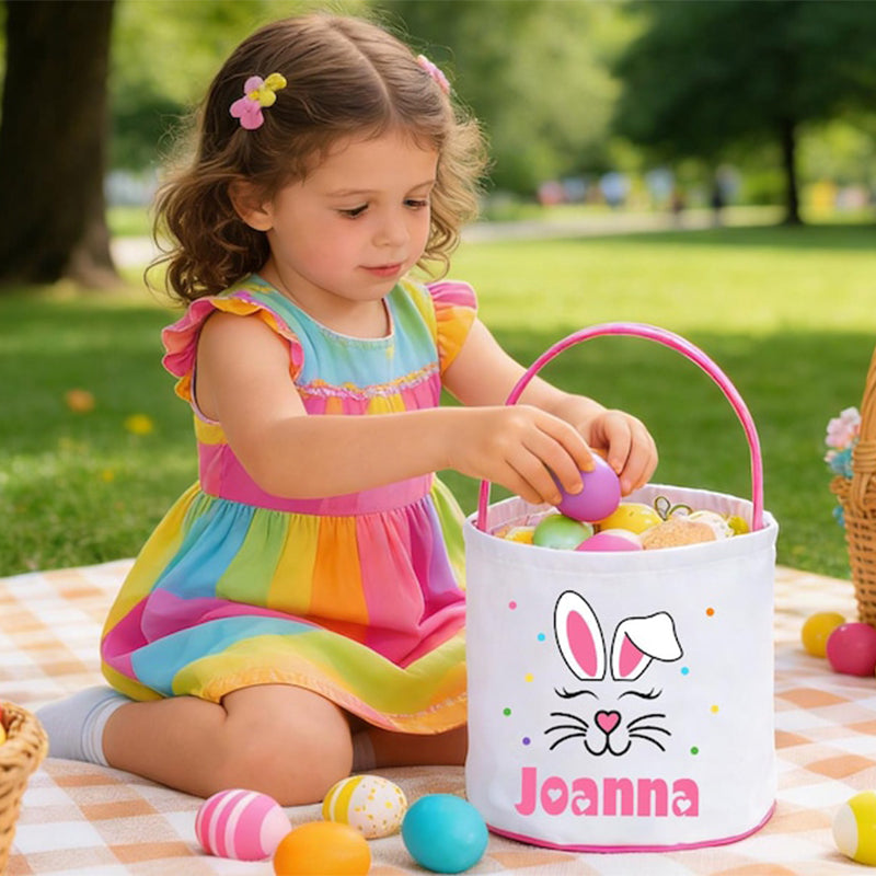 Personalized Easter Basket With Name,Custom Easter Egg Hunt Gift For Kids