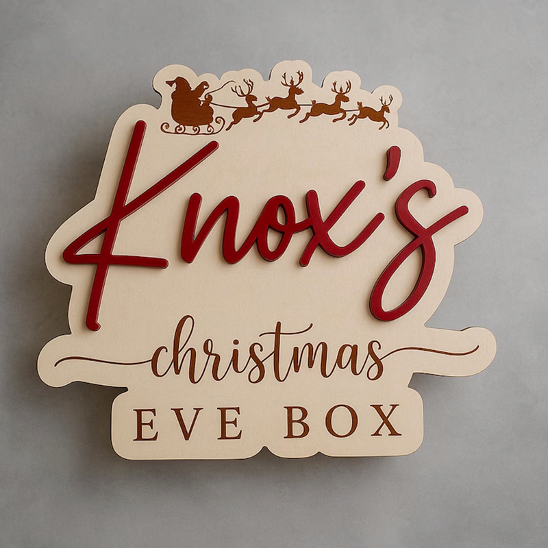 Custom Christmas Eve Box Name Sign | Personalized Wooden Plaque
