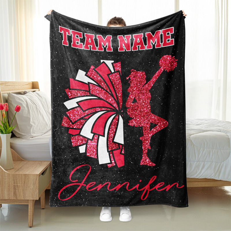 Personalized Cheer Team Blanket - Custom Name & Colors Cozy Sherpa Fleece