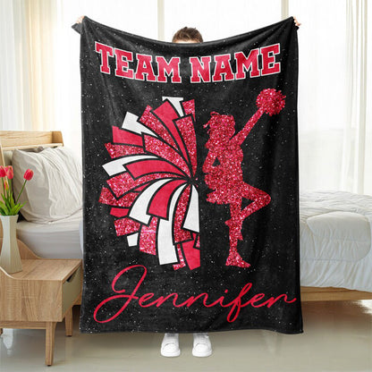 Personalized Cheer Team Blanket - Custom Name & Colors Cozy Sherpa Fleece