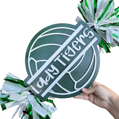 Volleyball Cheer Stick – Custom Spirit Sign with Pom Poms