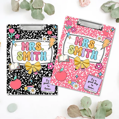 Custom Teacher Clipboard Composition Book With Name, Personalized Teacher Gifts
