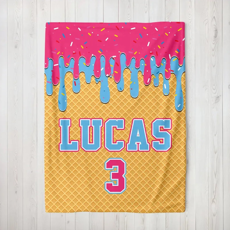 Custom Baseball Drip Plush Blanket: Personalized Kid's Birthday Gift