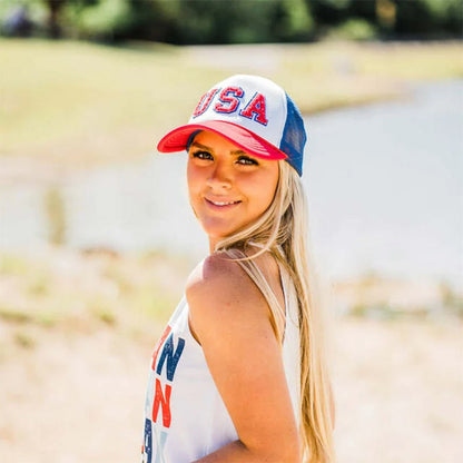 USA Patriotic Trucker Hat, Mesh Baseball Hat