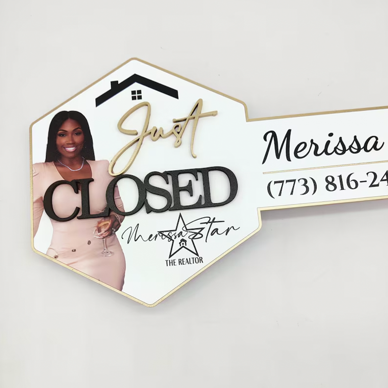 Just Closed Custom sign with Photo, 3D Key Sign