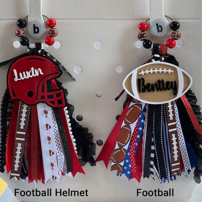 Football Softball Baseball Soccer Basket Bag Tassel and Charm, Bookbag tag