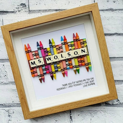 Thank You Teacher Personalised Crayon Gift Frame