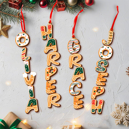 Custom Gingerbread Letter Ornament with Name