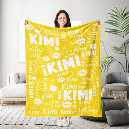 Customized Name Throw Blanket, Personalized Soft Flannel Fleece