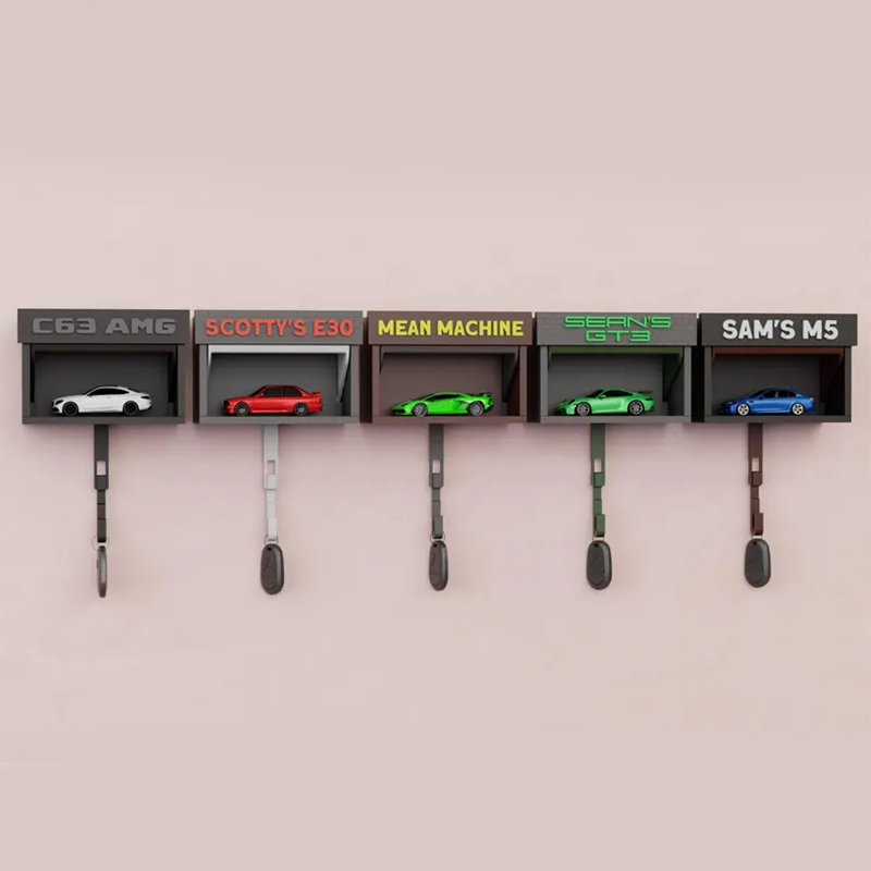 Mini Garage Key Holder: Toy Car Display with Hidden Compartment