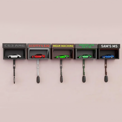 Mini Garage Key Holder: Toy Car Display with Hidden Compartment