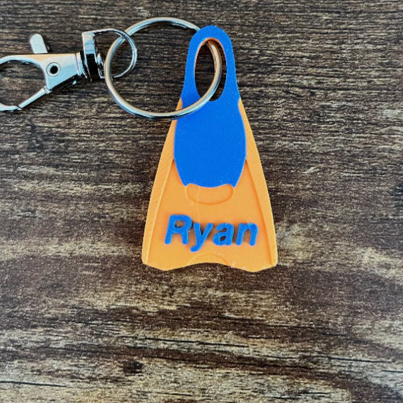 Personalized Swim Fins Keychain | Backpack Tags