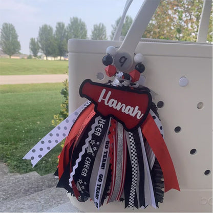 Cheer bogg bag tag, Cheerleader Tassel Charm Sport Duffle bag