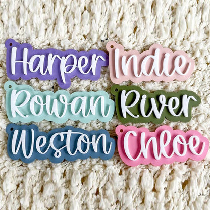 Backpack name keychain, 3d name keychain, name keychain, acrylic name keychain, backpack name tag, diaper bag tag