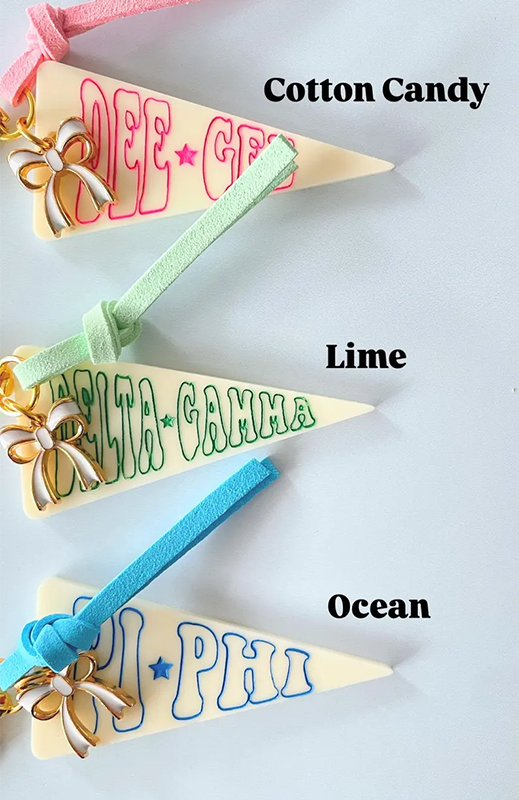 Sorority Pennant Keychain l Personalized Greek Letters Keychain