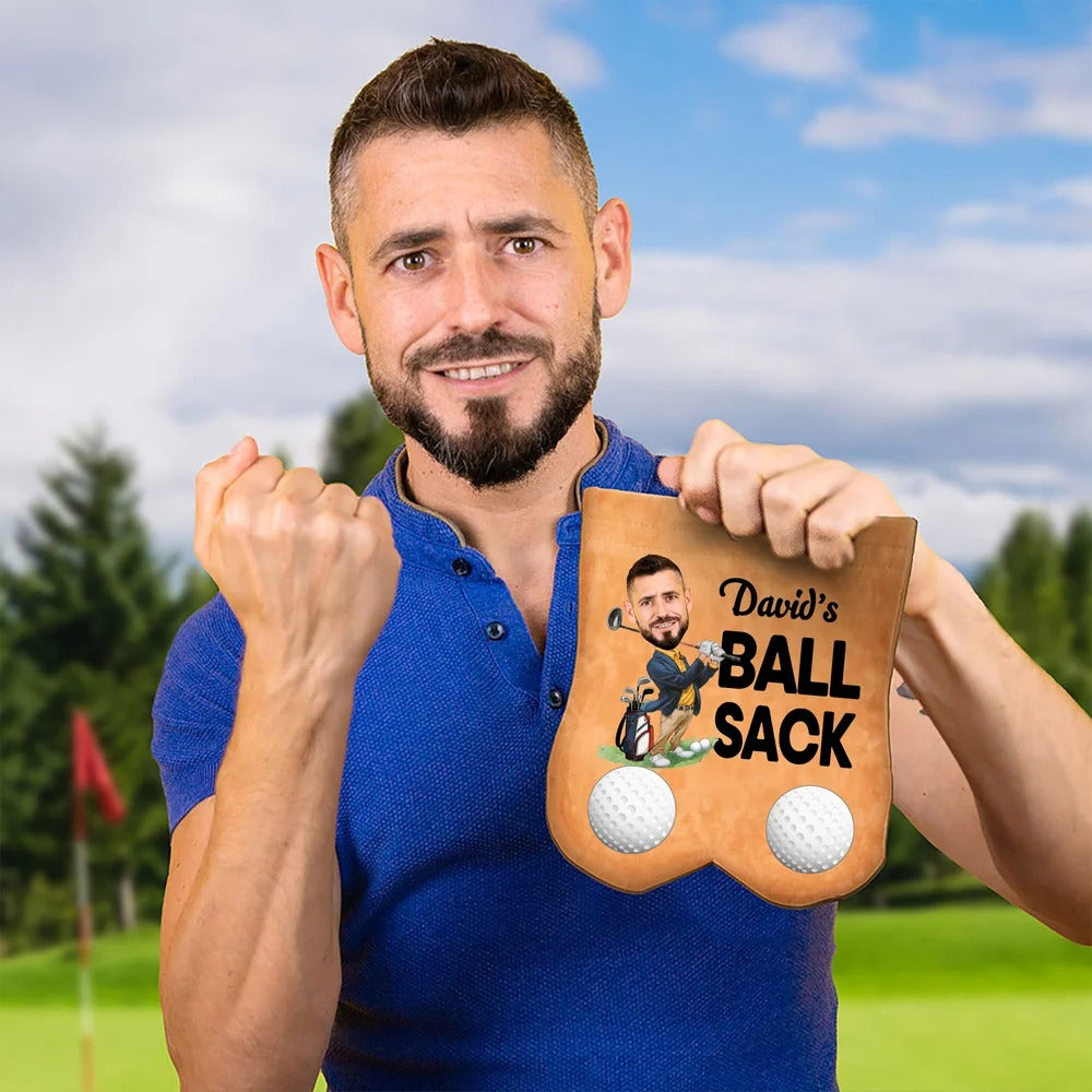 Personalized Cartoon Character Face Photo Suede Golf Ball Bag