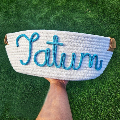 Personalized baby shower rope cotton baskets