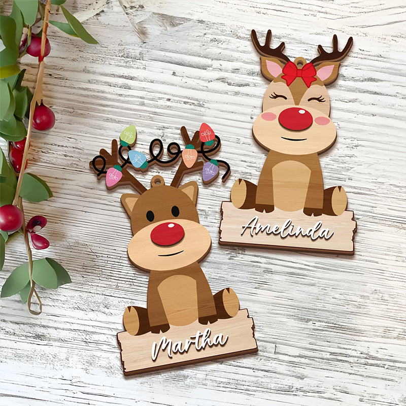 Personalized Christmas Reindeer Pendant - Custom Name/Text