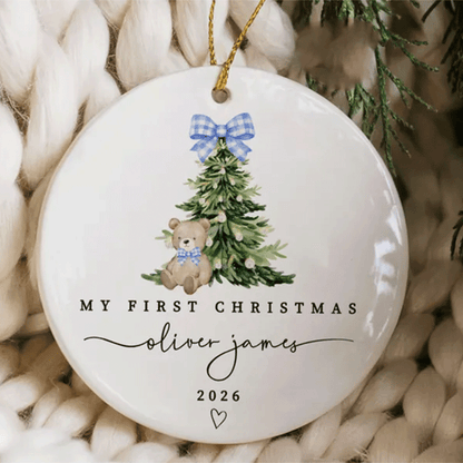 Baby Girl First Christmas Ornament, Girls First Xmas Ornament with Baby Name