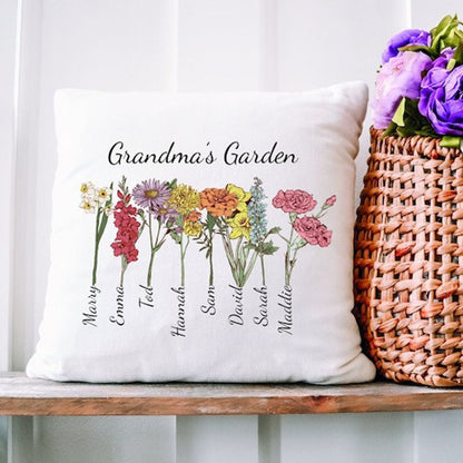 Grandma Mother's Day Gift, Personalize Grandma's Garden Pillow