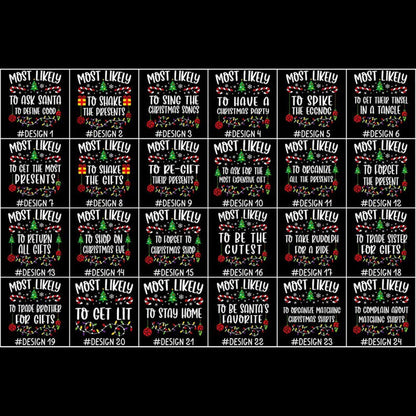 144 Quotes Most Likely to Christmas Shirt, Family Matching Christmas T-Shirts, Christmas Shirt