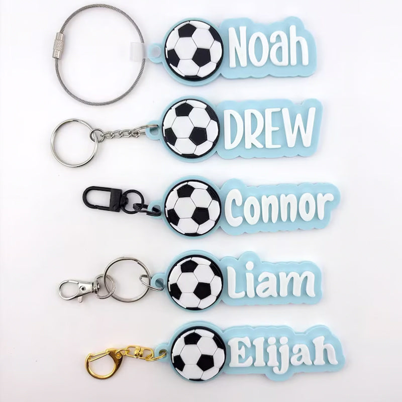 Personalized Soccer Name Tag Keychain | Youth Sports Team Equipment Bag Player Name Tag