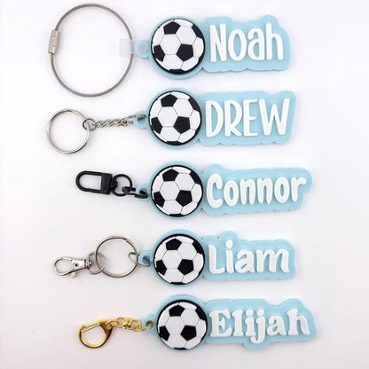 Personalized Soccer Name Tag Keychain | Youth Sports Team Equipment Bag Player Name Tag