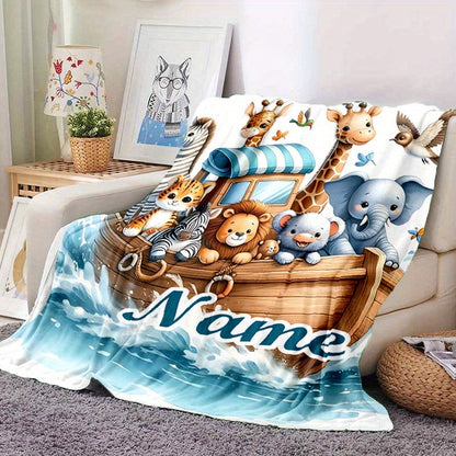 Personalized Animal-Themed Flannel Blanket