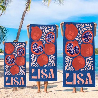 Personalized Retro Beach Towel with Name,Groovy Vibes Beach,Retro Floral Towel